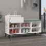 Schuhregal aus weiß glänzendem Sperrholz 102x36x60 cm von vidaXL, Schuhregale und Schuhorganisatoren - Ref: Foro24-821214, Pr...
