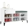 Schuhregal aus weiß glänzendem Sperrholz 102x36x60 cm von vidaXL, Schuhregale und Schuhorganisatoren - Ref: Foro24-821214, Pr...