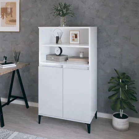 Hochglänzendes Sideboard aus weißem Sperrholz, 60 x 36 x 110 cm von vidaXL, Sideboards - Ref: Foro24-821230, Preis: 114,91 €,...