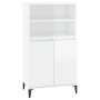 Aparador alto madera contrachapada blanco brillo 60x36x110 cm de vidaXL, Aparadores - Ref: Foro24-821230, Precio: 120,78 €, D...