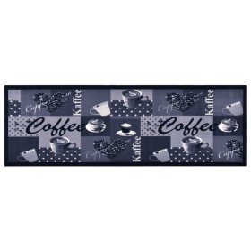 Alfombra de cocina lavable Coffee azul 60x300 cm