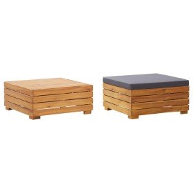 Mesa de jardin y reposapiés con cojin y de madera maciza acacia Mesa de jardin y reposapiés con cojin y de madera maciza acacia
