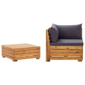 Muebles de jardín 2 piezas con cojines madera maciza de acacia