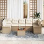 Conjunto de sofá de jardín 8 pcs Beige Poliratán
