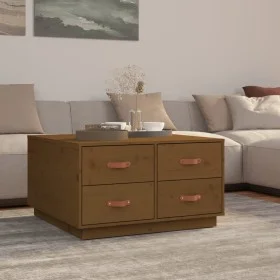 Solid honey brown pine wood coffee table 80x80x45 cm by vidaXL, Coffee table - Ref: Foro24-821520, Price: 127,69 €, Discount: %