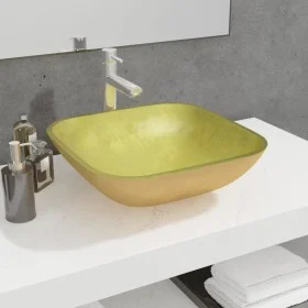 Goldenes Glaswaschbecken 42x42x14 cm von vidaXL, Sinkt - Ref: Foro24-345260, Preis: 44,70 €, Rabatt: %