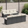 Conjunto de sofá de jardín 9 pcs Negro Poliratán