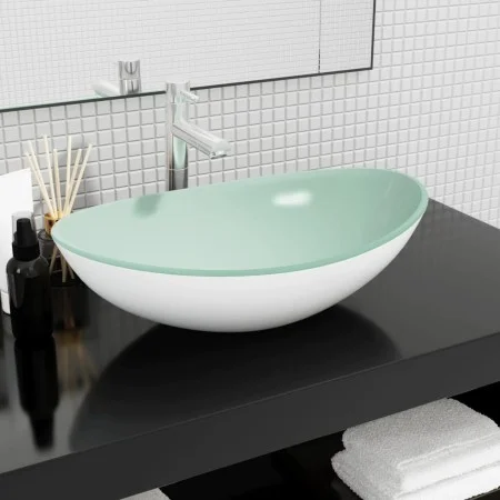 Weißes Waschbecken aus gehärtetem Glas, 54,5 x 35 x 15,5 cm von vidaXL, Sinkt - Ref: Foro24-345256, Preis: 62,10 €, Rabatt: %