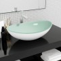 Weißes Waschbecken aus gehärtetem Glas, 54,5 x 35 x 15,5 cm von vidaXL, Sinkt - Ref: Foro24-345256, Preis: 63,19 €, Rabatt: %