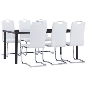 7-teiliges Esszimmerset aus weißem Kunstleder von vidaXL, Möbelsets für Küchen und Esszimmer - Ref: Foro24-3053118, Preis: 65...