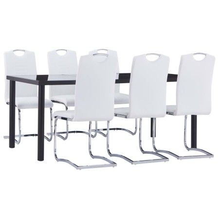 7-teiliges Esszimmerset aus weißem Kunstleder von vidaXL, Möbelsets für Küchen und Esszimmer - Ref: Foro24-3053118, Preis: 65...