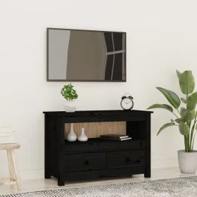 TV-Schrank aus massivem schwarzem Kiefernholz, 79 x 35 x 52 cm von vidaXL, TV-Möbel - Ref: Foro24-821501, Preis: 91,21 €, Rab...