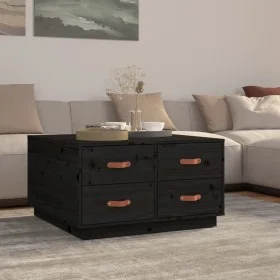 Couchtisch aus massivem Kiefernholz schwarz 80x80x45 cm von vidaXL, Couchtisch - Ref: Foro24-821521, Preis: 159,45 €, Rabatt: %