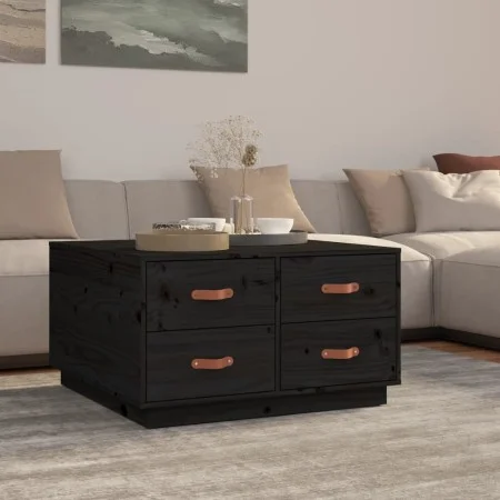 Couchtisch aus massivem Kiefernholz schwarz 80x80x45 cm von vidaXL, Couchtisch - Ref: Foro24-821521, Preis: 159,44 €, Rabatt: %