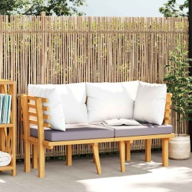 Sofá de jardín de 2 plazas con cojines madera maciza de acacia