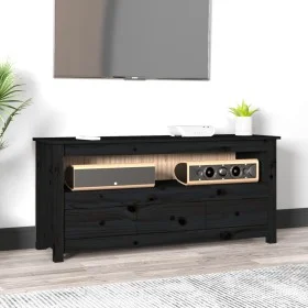 Massiver TV-Schrank aus schwarzem Kiefernholz, 114 x 35 x 52 cm von vidaXL, TV-Möbel - Ref: Foro24-821506, Preis: 115,77 €, R...