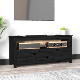 Solid black pine wood TV cabinet 114x35x52 cm by vidaXL, TV Furniture - Ref: Foro24-821506, Price: 115,77 €, Discount: %