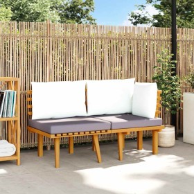 Set muebles de jardín 2 pzas con cojines madera maciza acacia