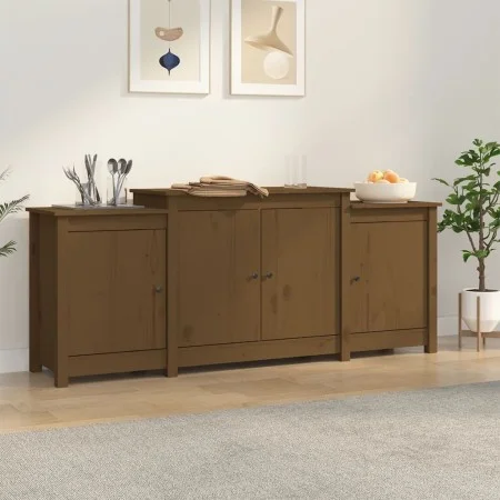 Honey brown solid pine wood sideboard 164x37x68 cm by vidaXL, Sideboards - Ref: Foro24-821495, Price: 204,43 €, Discount: %