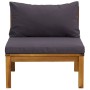 Muebles de jardín 3 pzas con cojines madera acacia gris oscuro