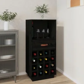 Solid black pine wood wine rack 45x34x100 cm by vidaXL, Wine and liquor cabinets - Ref: Foro24-821536, Price: 112,87 €, Disco...