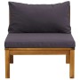 Set sofás jardín 2 pzas con cojines gris oscuro madera acacia