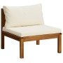 Juego de sofá 2 pzas con cojines blanco crema madera de acacia