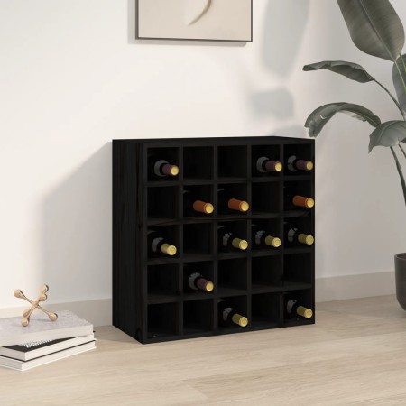 Botellero de madera maciza de pino negro 56x25x56 cm