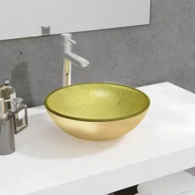 Golden tempered glass sink 35x12 cm by vidaXL, Sinks - Ref: Foro24-345258, Price: 50,47 €, Discount: %