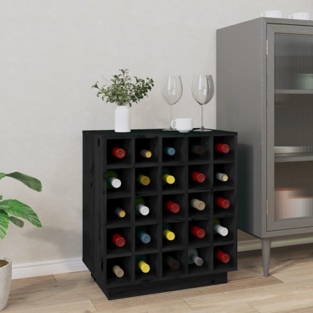 Massiver Weinkeller aus schwarzem Kiefernholz 55,5x34x61 cm von vidaXL, Wein- und Spirituosenschränke - Ref: Foro24-821531, P...