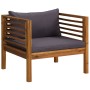 Silla de jardín con cojines gris oscuro madera maciza acacia