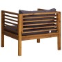 Silla de jardín con cojines gris oscuro madera maciza acacia