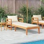 Tumbona con cojines crema madera maciza de acacia