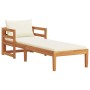 Tumbona con cojines crema madera maciza de acacia