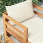 Tumbona con cojines crema madera maciza de acacia