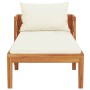 Tumbona con cojines crema madera maciza de acacia