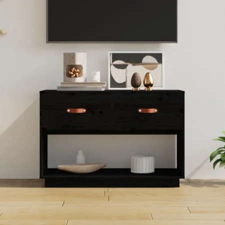 Mueble de TV madera maciza de pino negro 90x40x60 cm de vidaXL, Muebles TV - Ref: Foro24-821526, Precio: 96,62 €, Descuento: %