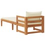 Tumbona con cojines crema madera maciza de acacia