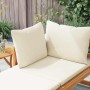 Tumbona 1 reposabrazos con cojines crema madera maciza acacia