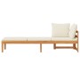 Tumbona 1 reposabrazos con cojines crema madera maciza acacia