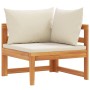 Sofá esquinero con cojines blanco crema madera de acacia