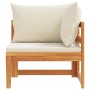 Sofá esquinero con cojines blanco crema madera de acacia