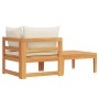 Set muebles de jardín 2 pzas cojines crema madera de acacia