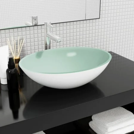 Lavabo de vidrio blanco 50x37x14 cm de vidaXL, Lavabos - Ref: Foro24-345255, Precio: 72,67 €, Descuento: %