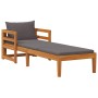 Tumbona con cojines gris oscuro madera maciza de acacia