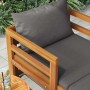 Tumbona con cojines gris oscuro madera maciza de acacia