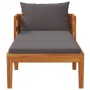Tumbona con cojines gris oscuro madera maciza de acacia