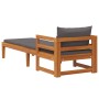 Tumbona con cojines gris oscuro madera maciza de acacia