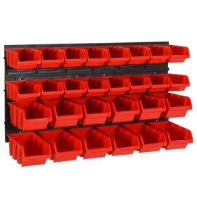 Set estantes taller 30 uds polipropileno rojo y ne