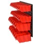 Set estantes taller 30 uds polipropileno rojo y negro 77x39 cm